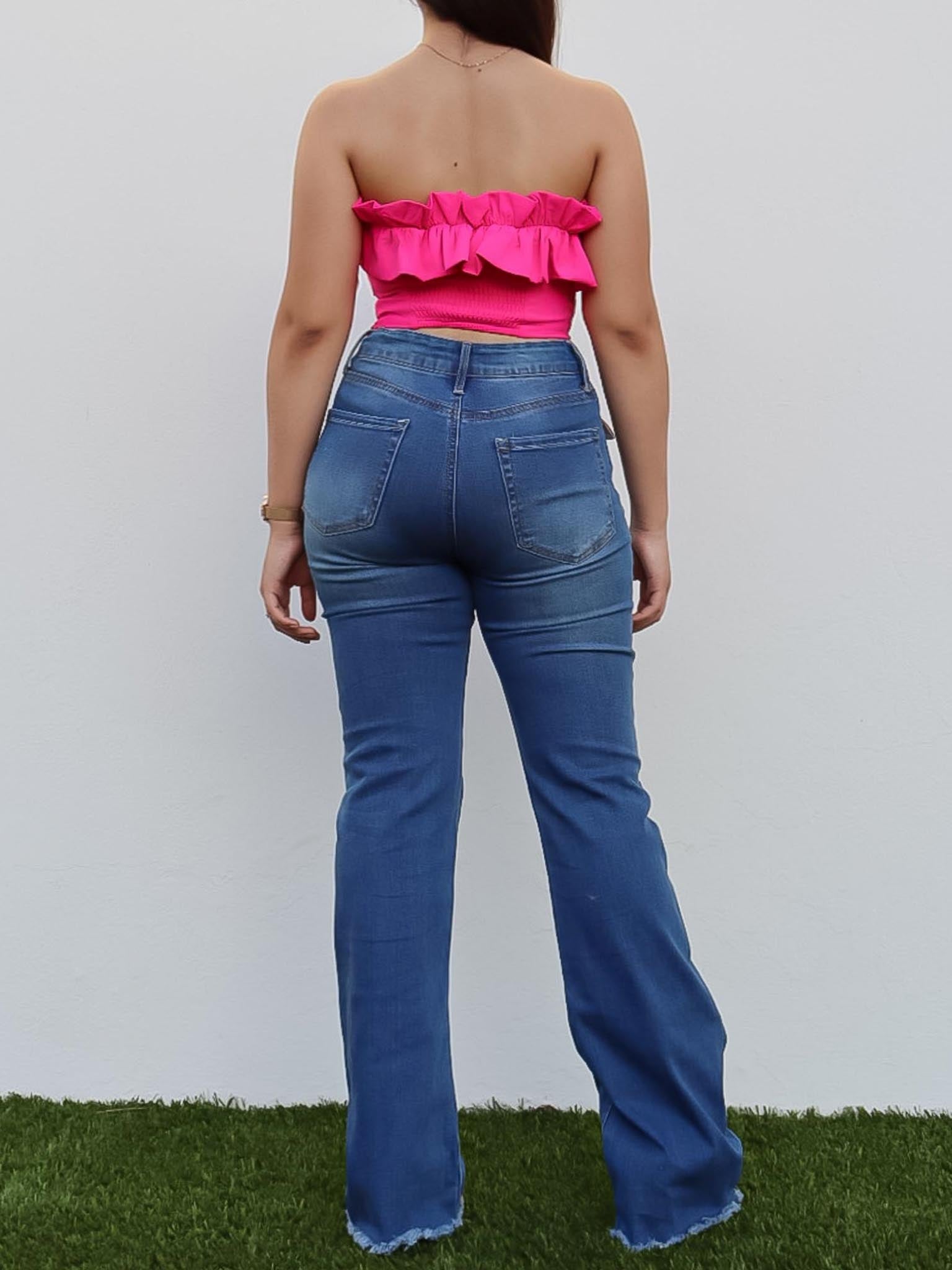 Pantalón flare oscuro