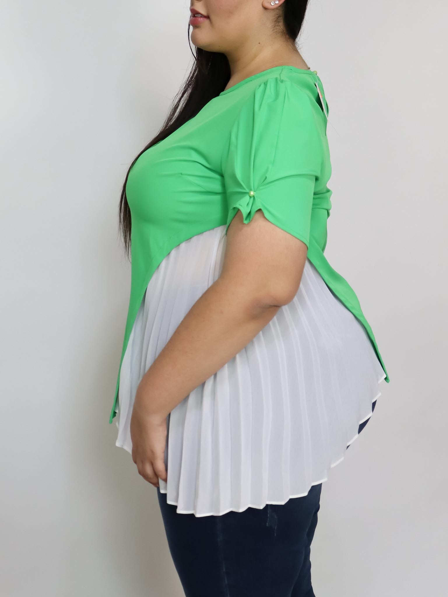 Blusa aplicacion gasa tableada