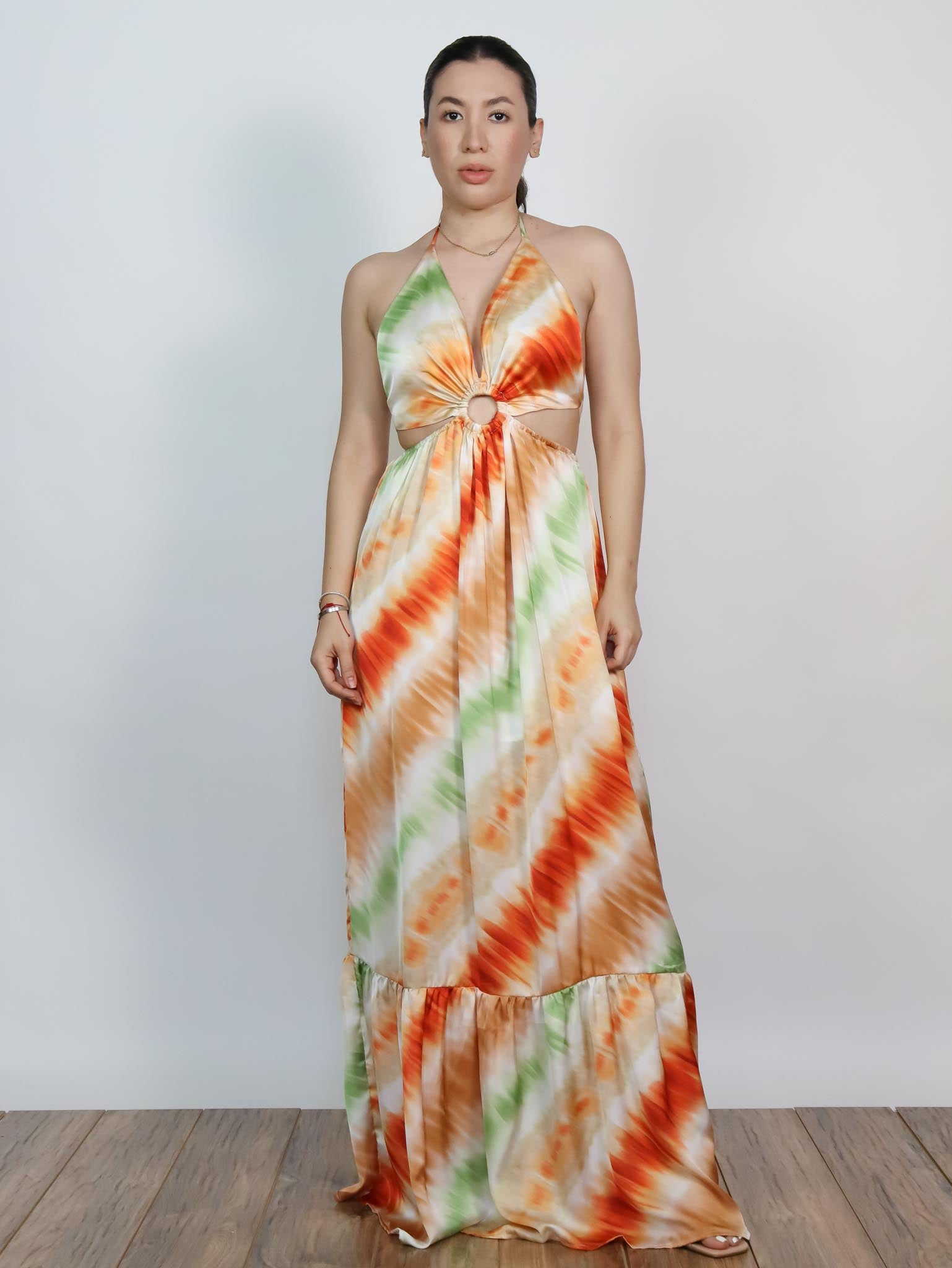 Vestido largo diagonales