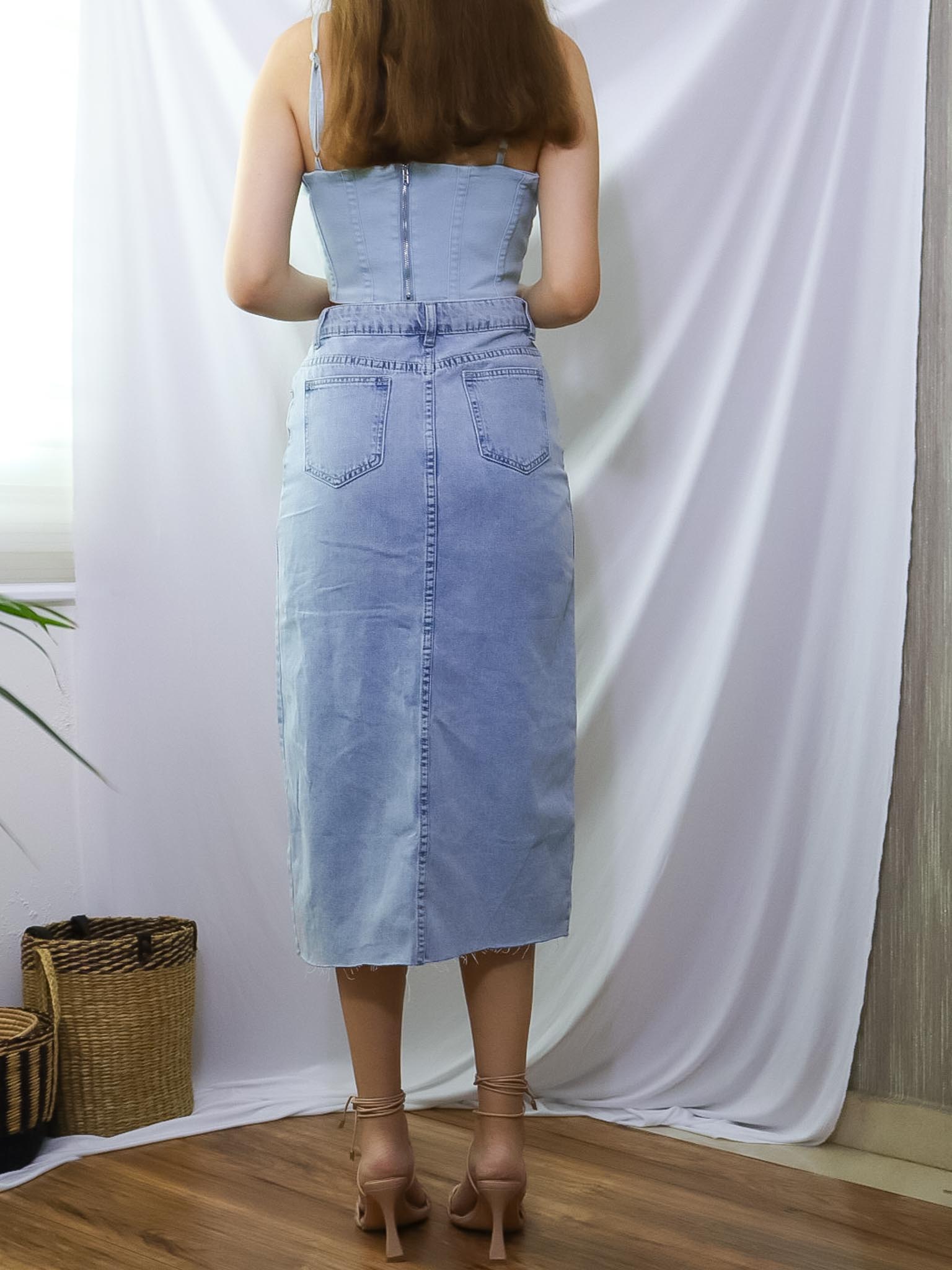 Falda denim diagonal