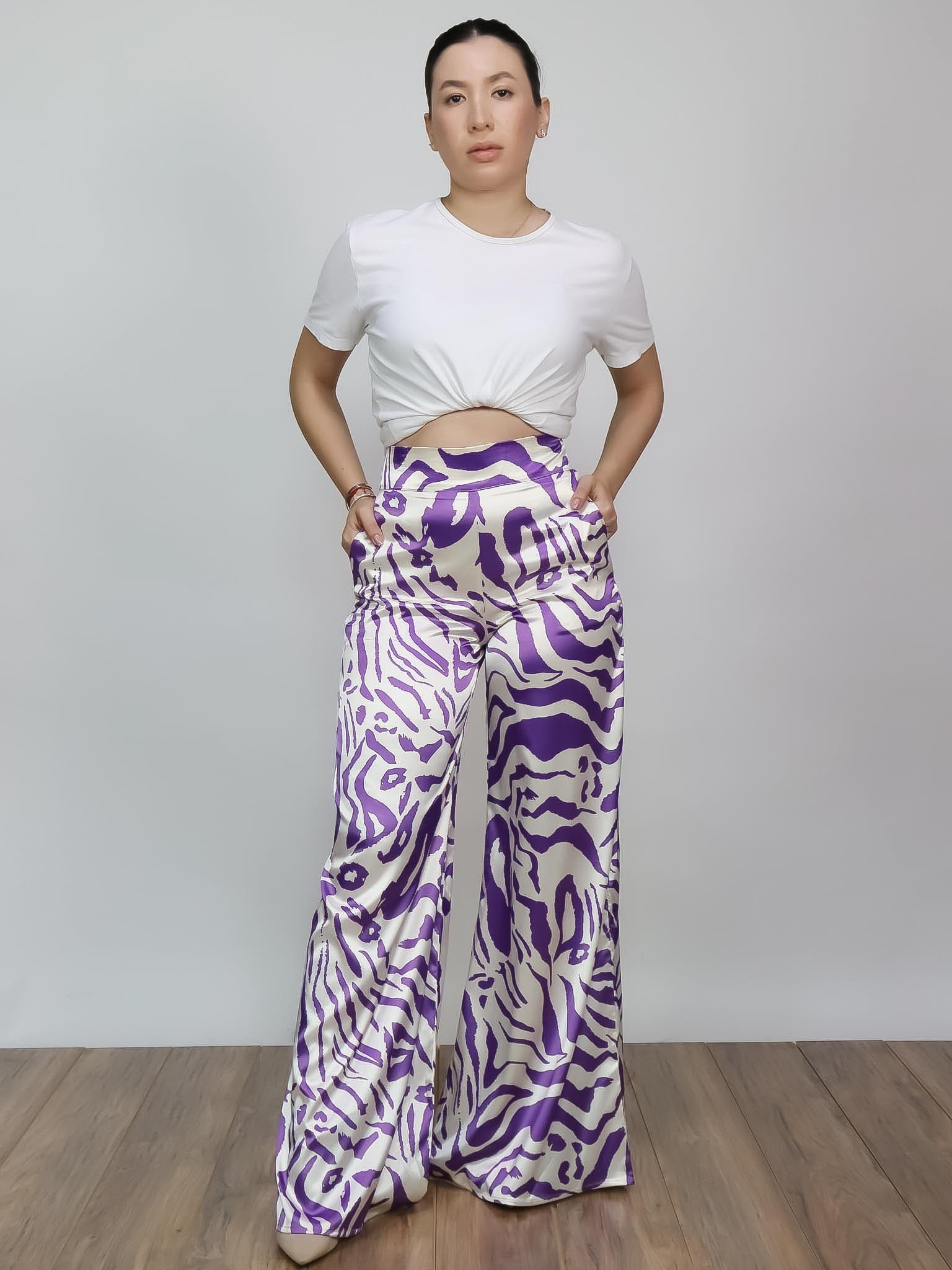 Pantalón alto cebra morada