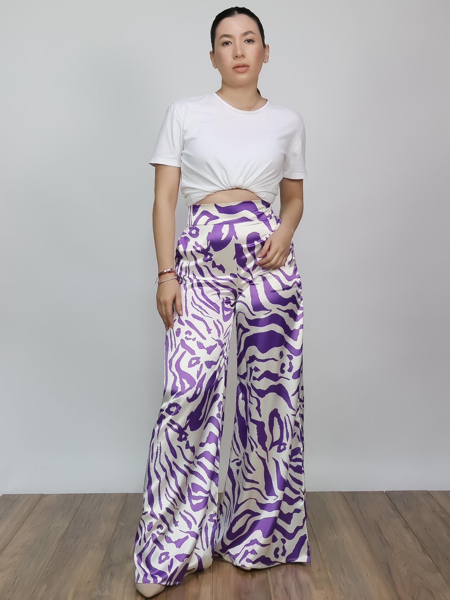 Pantalón alto cebra morada