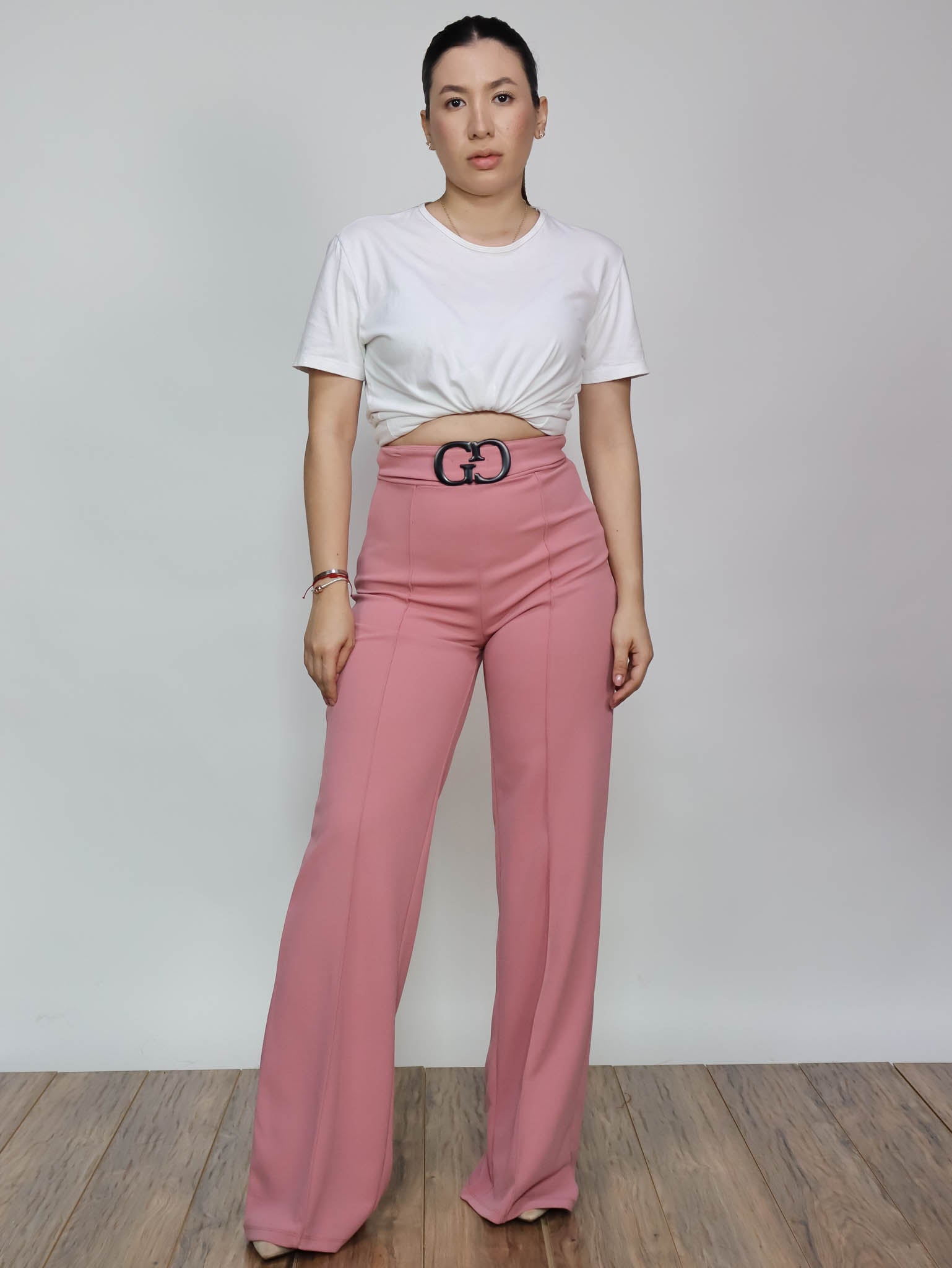 Pantalón rosa hebilla G