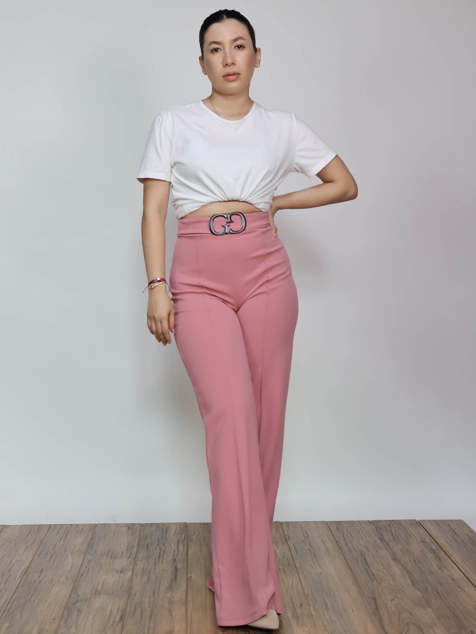 Pantalón rosa hebilla G