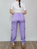 Pantalon tipo jogger lila