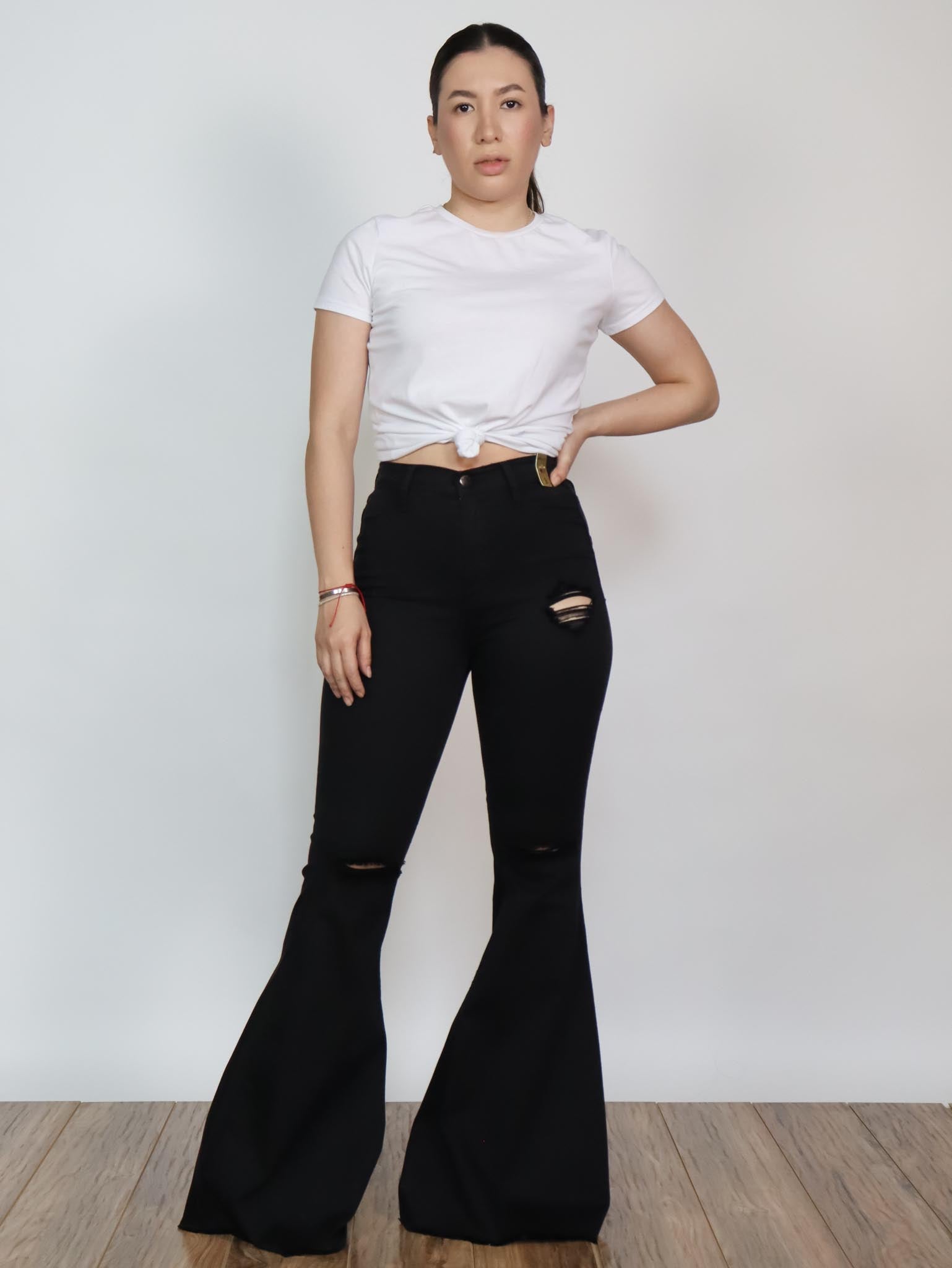 Pantalón Palazzo Negro Outfit Pantalon Negro Tiro Alto Outfit