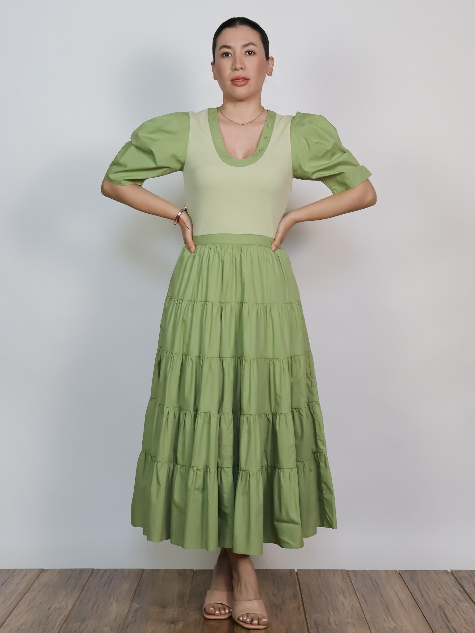 Vestido midi verde